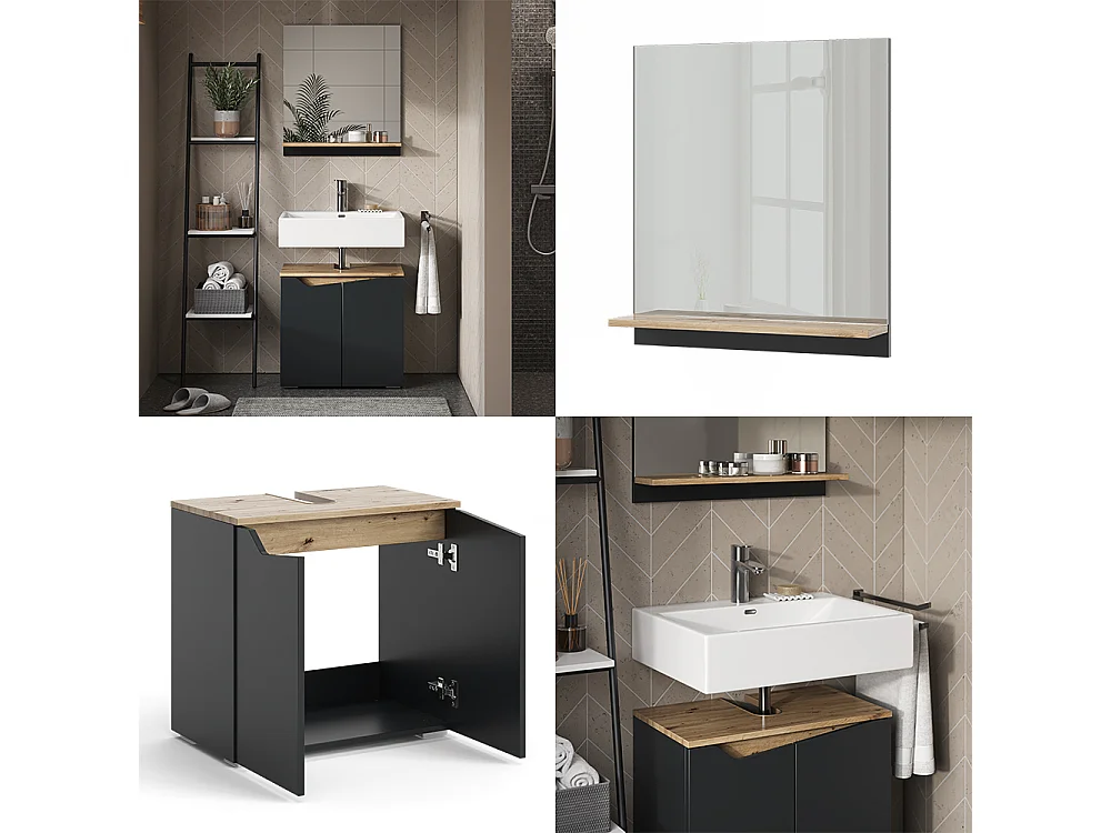 Meubles bain anthracite 60x35x57 marelle