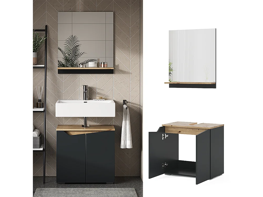 Meubles bain anthracite 60x35x57 marelle