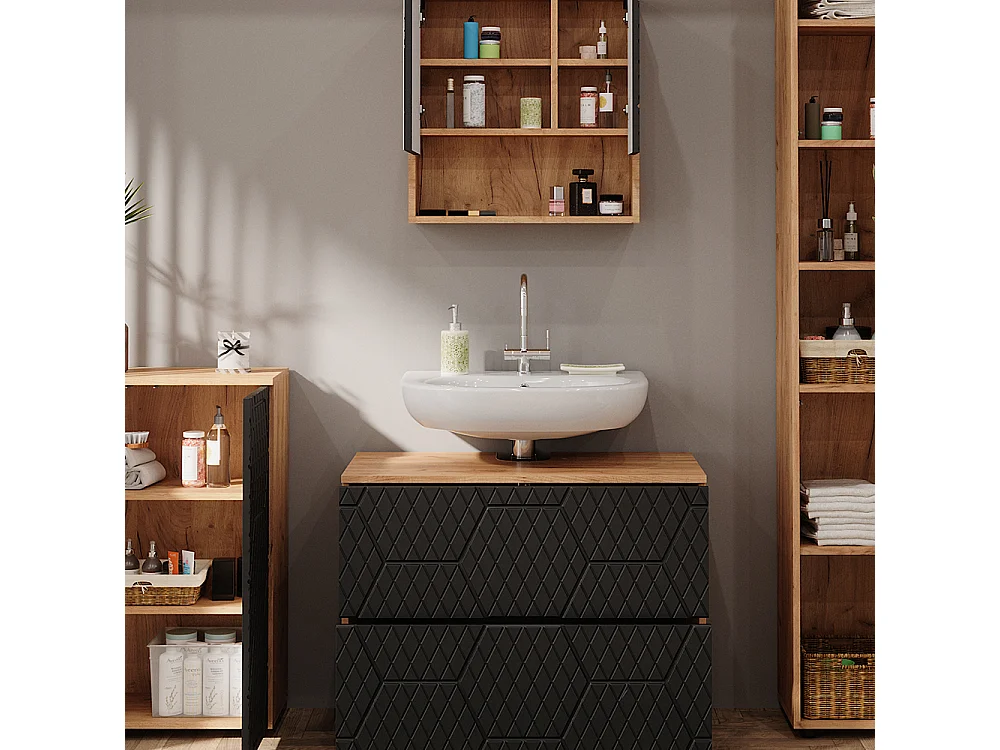 Conjunto de muebles de baño antracita con estructura de panal 80x41x58 irma