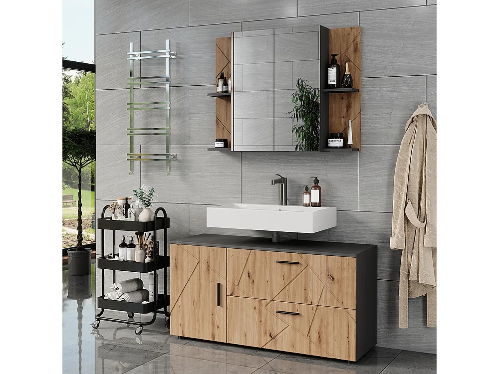Ensemble de meubles de salle de bains anthracite/artisan 120.1x41x60.6 irma