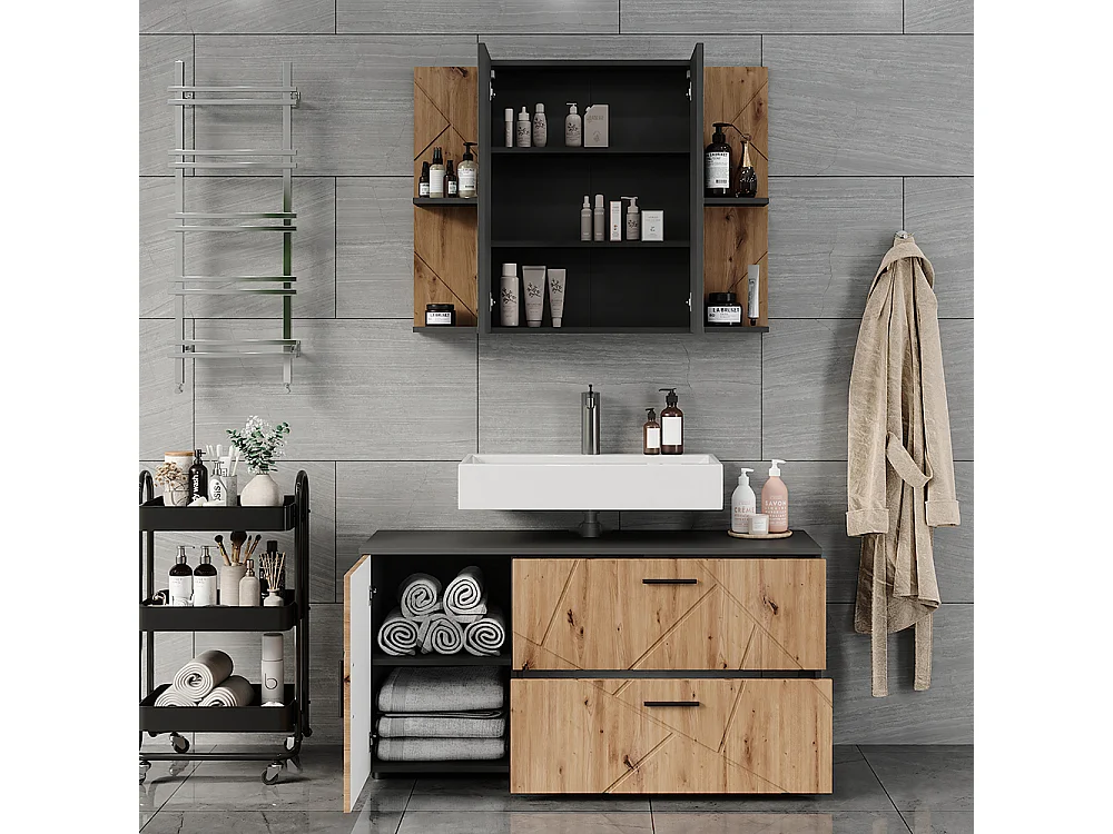Ensemble de meubles de salle de bains anthracite/artisan 120.1x41x60.6 irma