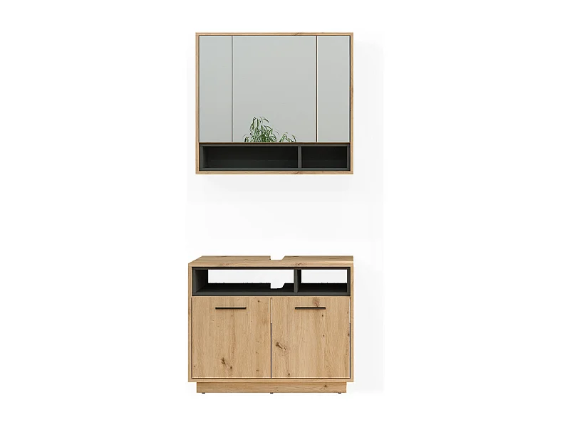 Set di mobili da bagno rovere artigianale 80x40x64 beatrice