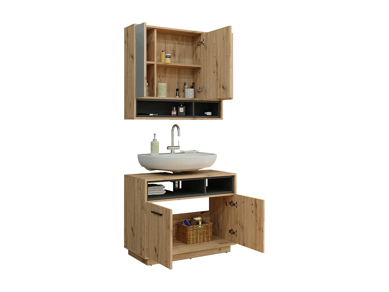 Badmöbel-Set artisan-eiche 80x40x64 beatrice