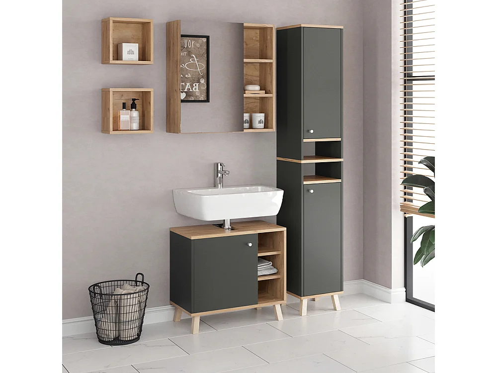 Set mobili bagno antracite 62x32x54 senyo
