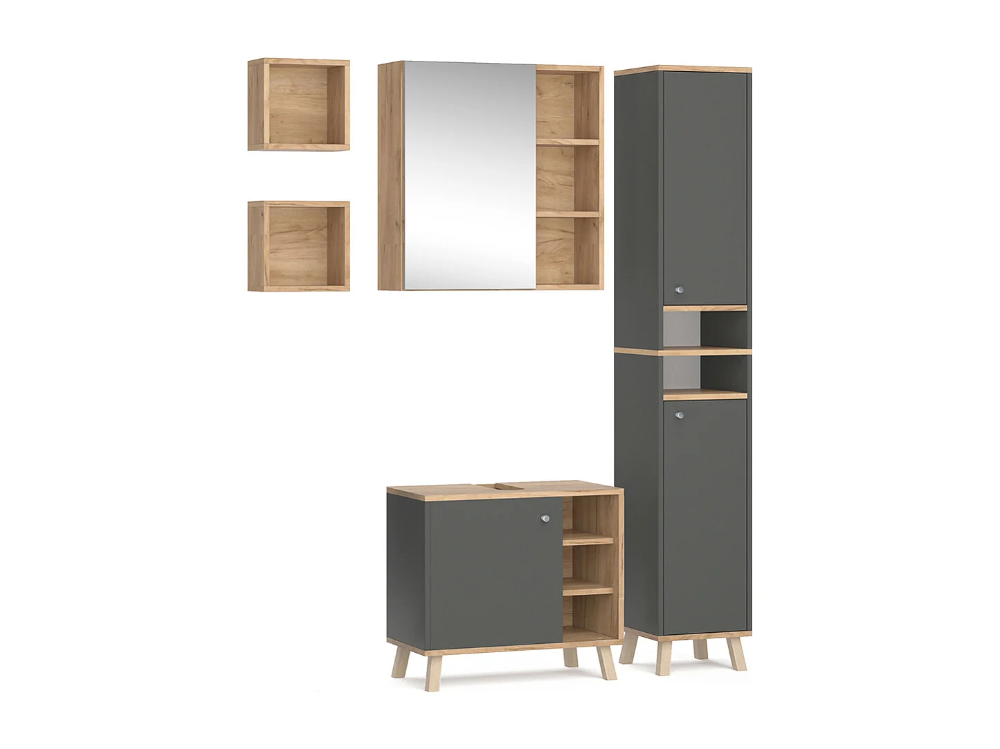 Set mobili bagno antracite 62x32x54 senyo