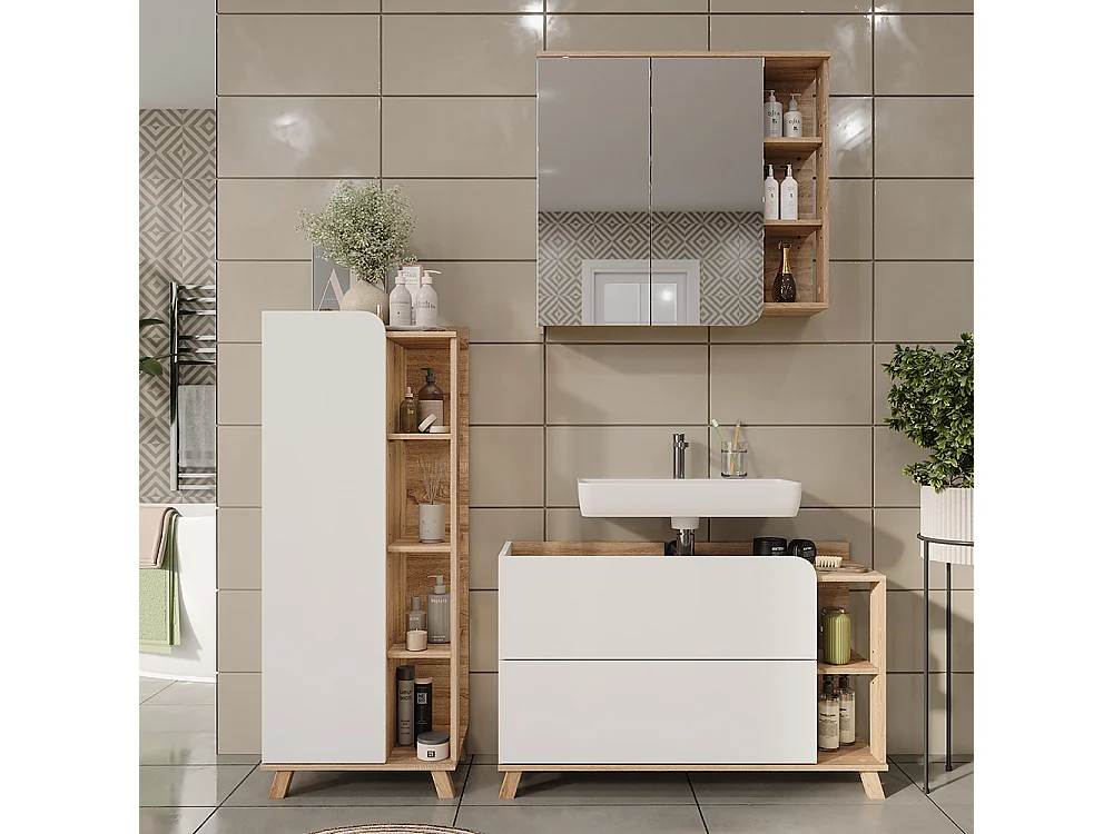 Set di mobili da bagno sonoma/bianco 100x35x65 karen