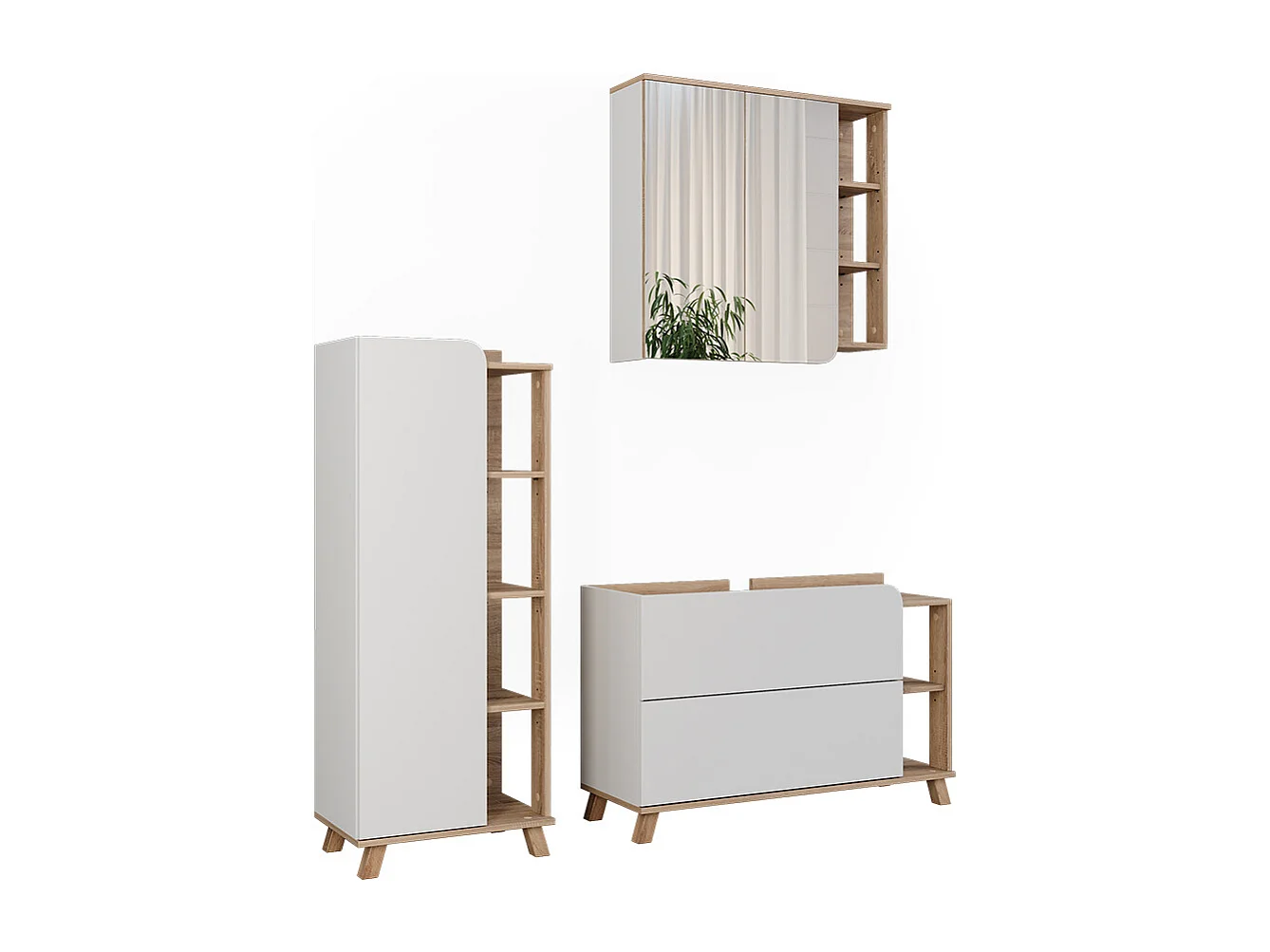 Meubles bain sonoma/blanc 100x35x65 karen