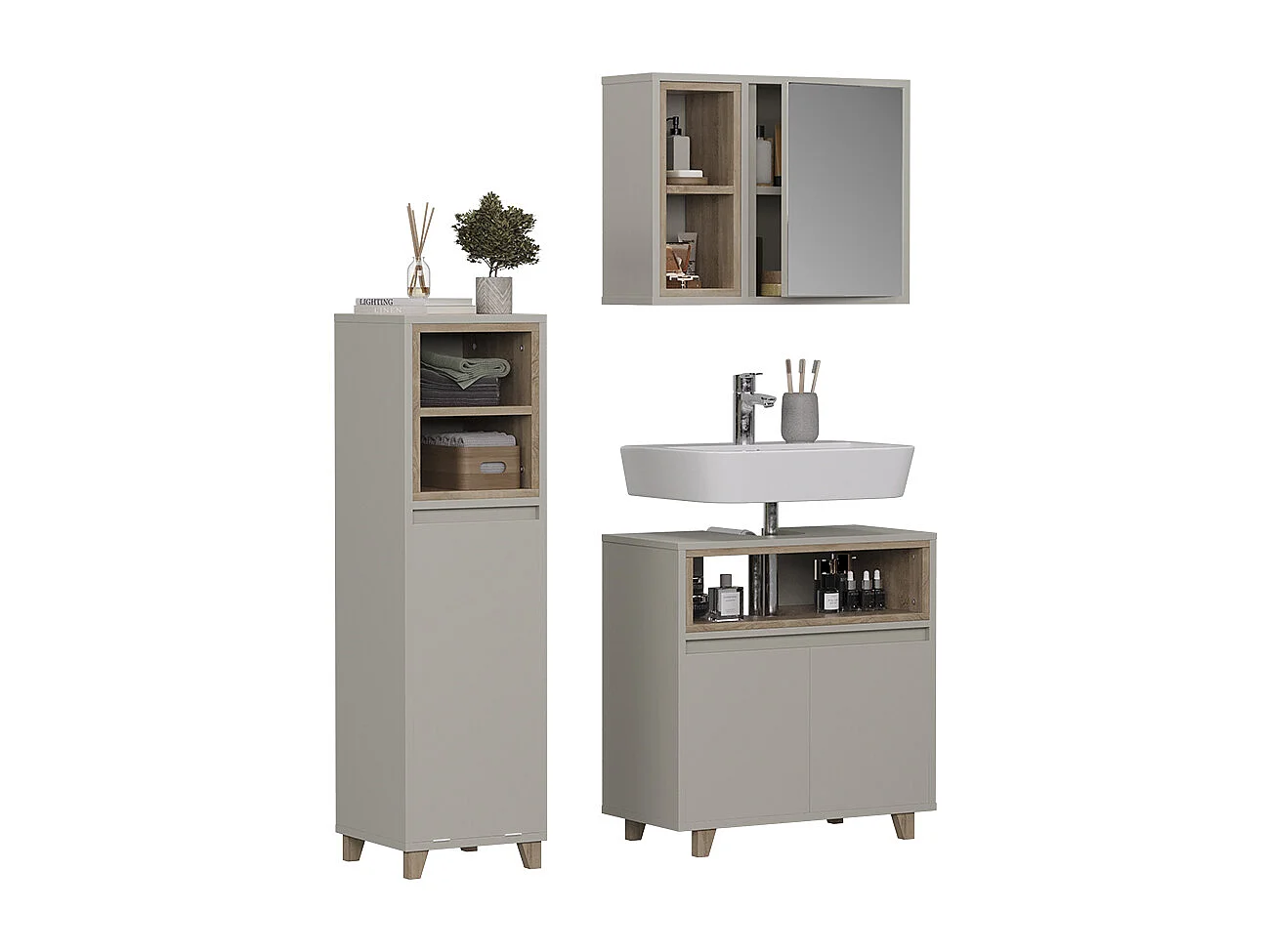 Meubles bain grège 60x30x61 elnor