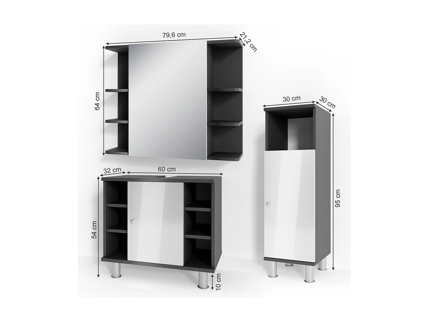 Meubles bain anthracite 60x32x54 fynn