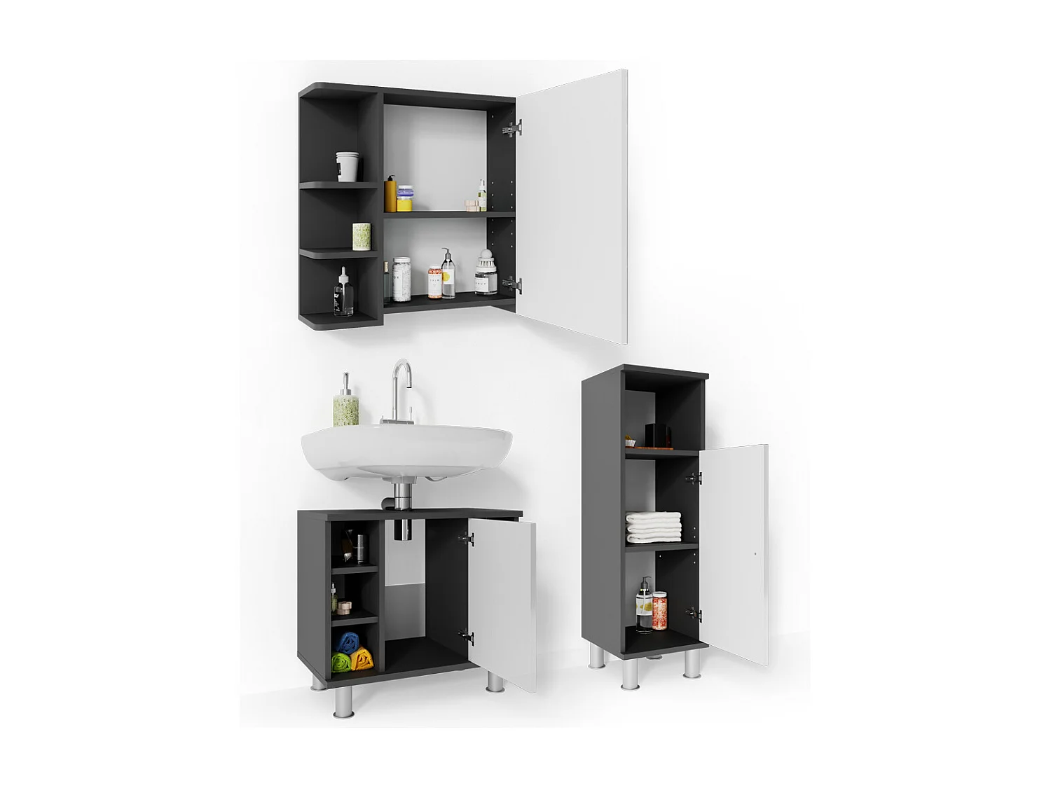 Meubles bain anthracite 60x32x54 fynn