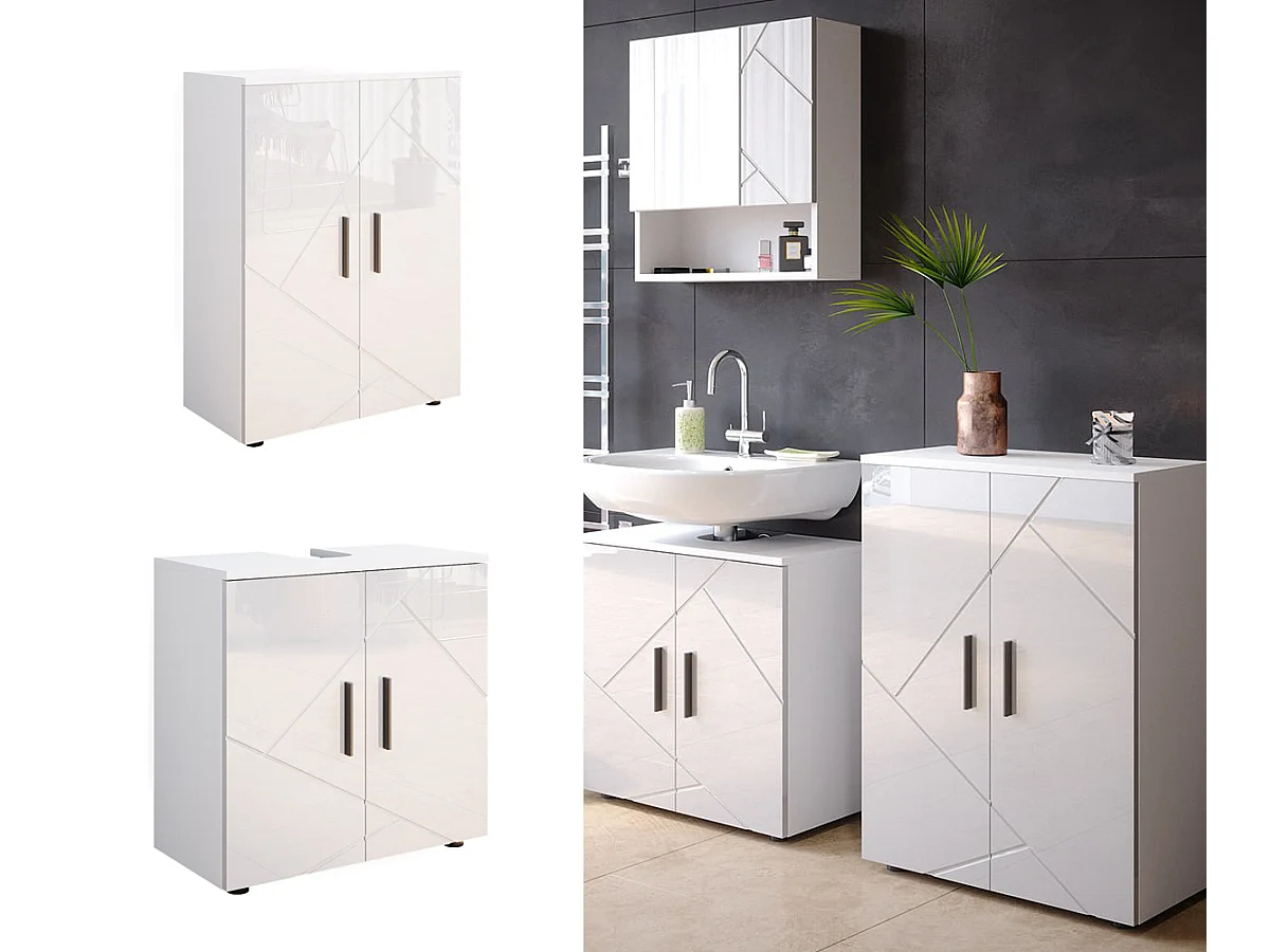 Badmöbel-Set weiß hochglanz 60x30x81 irma