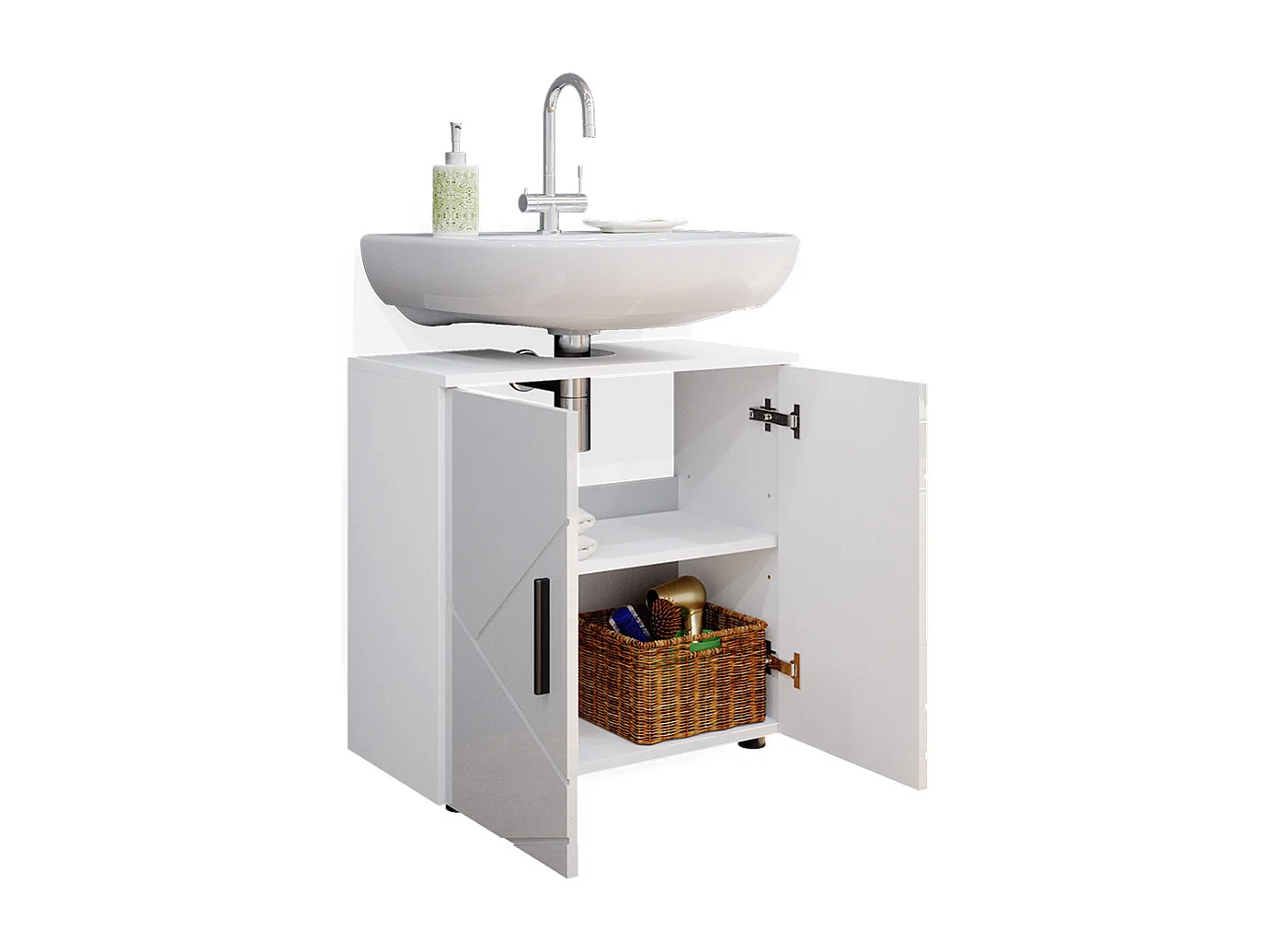 Meubles bain blanc haute brillance 60x30x81 irma