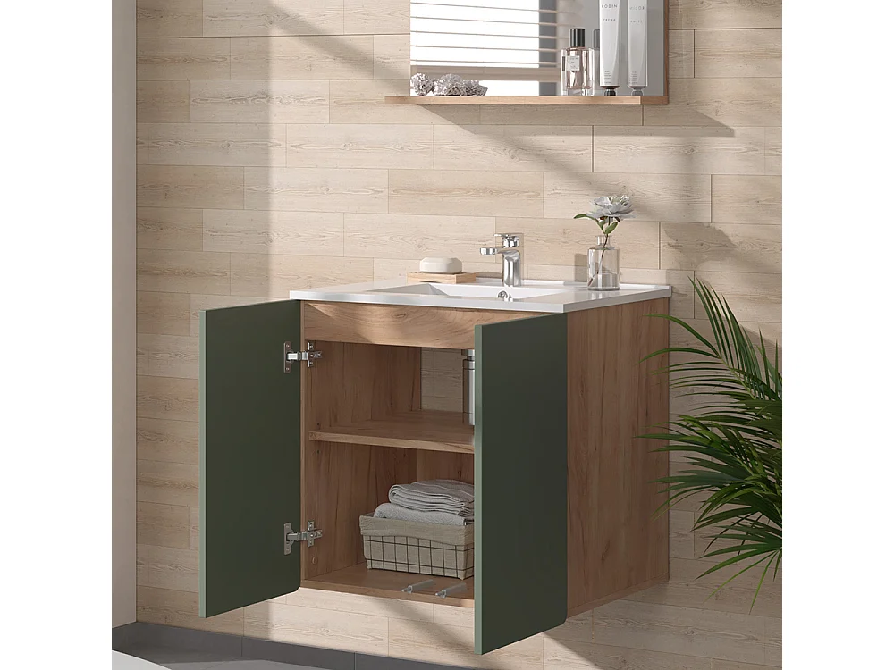 Set di mobili da bagno goldkraft rovere/verde 61.8x44.8x57.8 izan