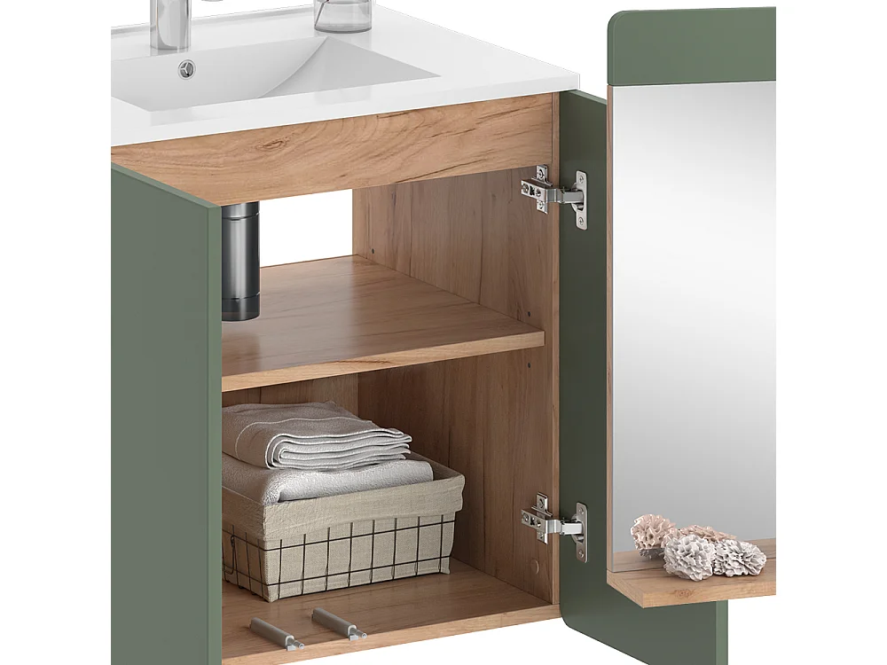 Meubles bain force dor chêne/vert 61.8x44.8x57.8 izan