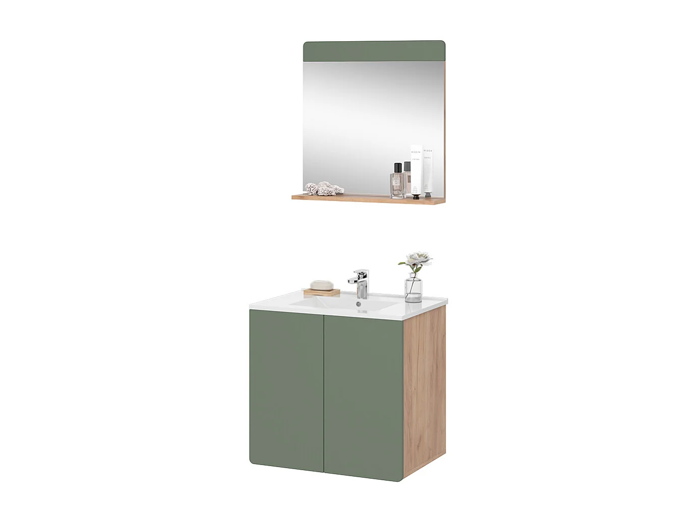 Meubles bain force dor chêne/vert 61.8x44.8x57.8 izan