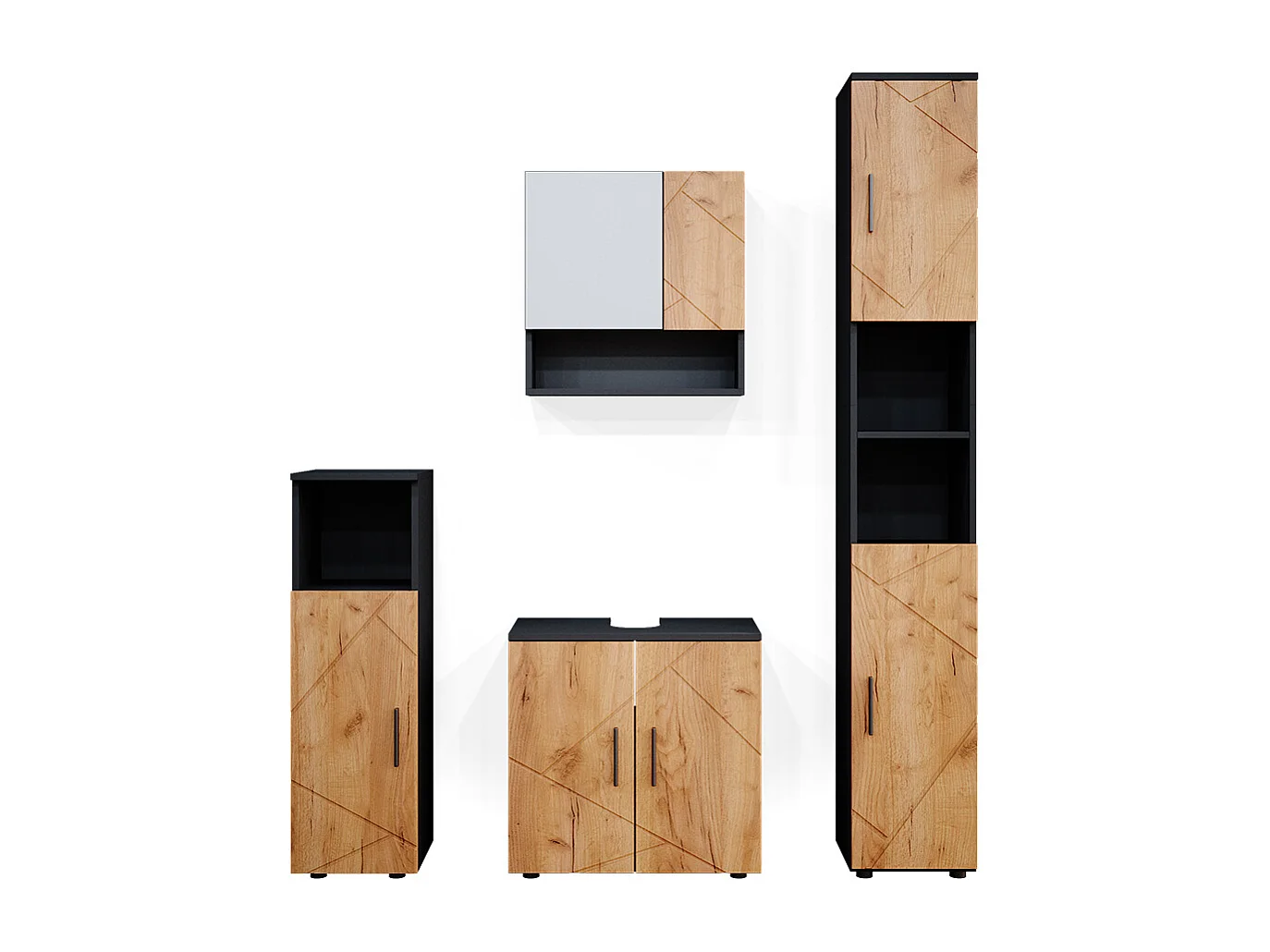 Meubles bain chêne doré/anthracite 80x41x58.6 irma