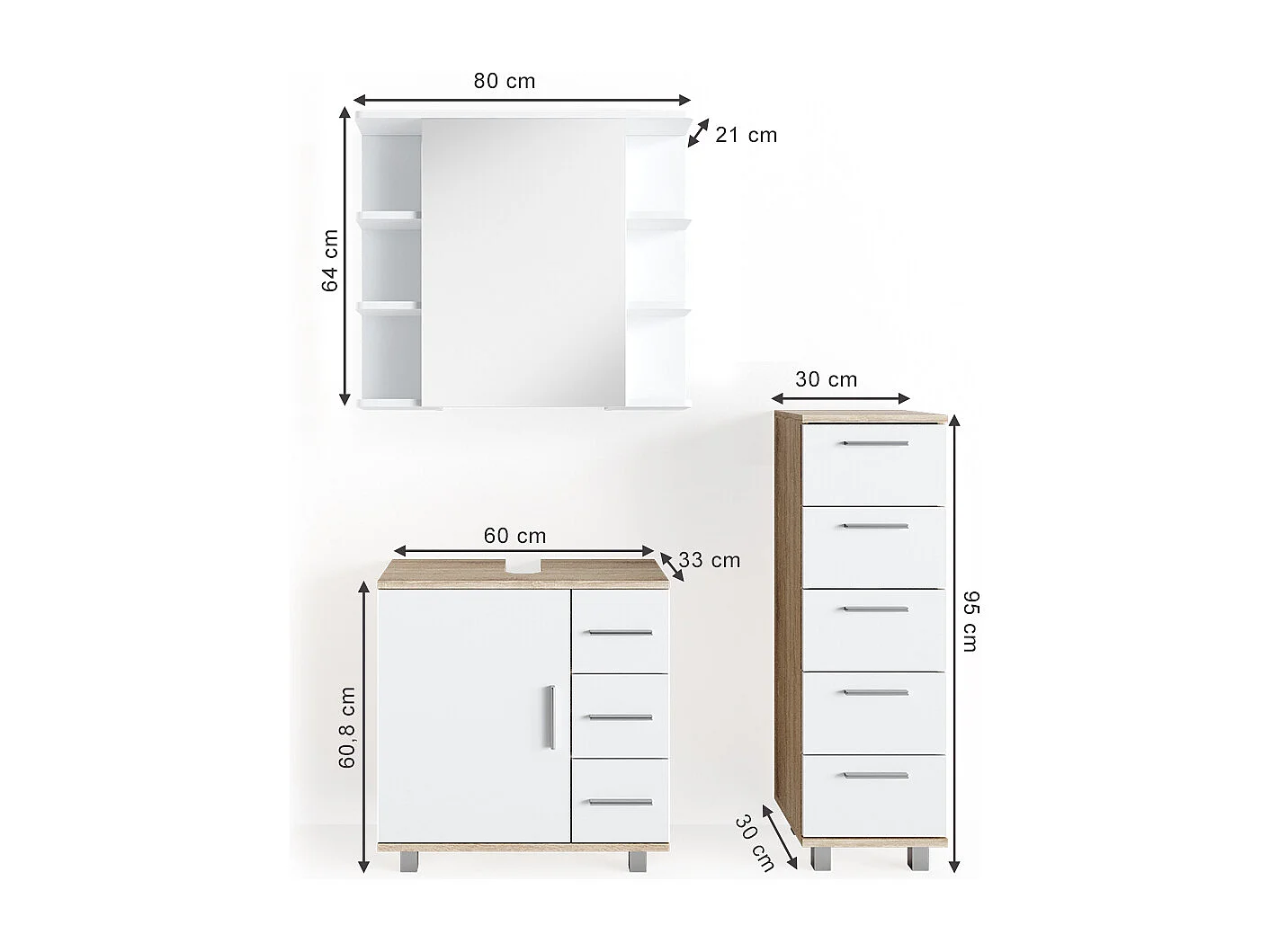 Badmöbel-Set sonoma 60x33x60.8 ilias