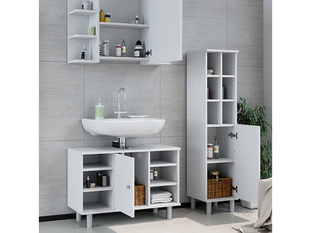 Set mobili bagno bianco 60x32x54 fynn