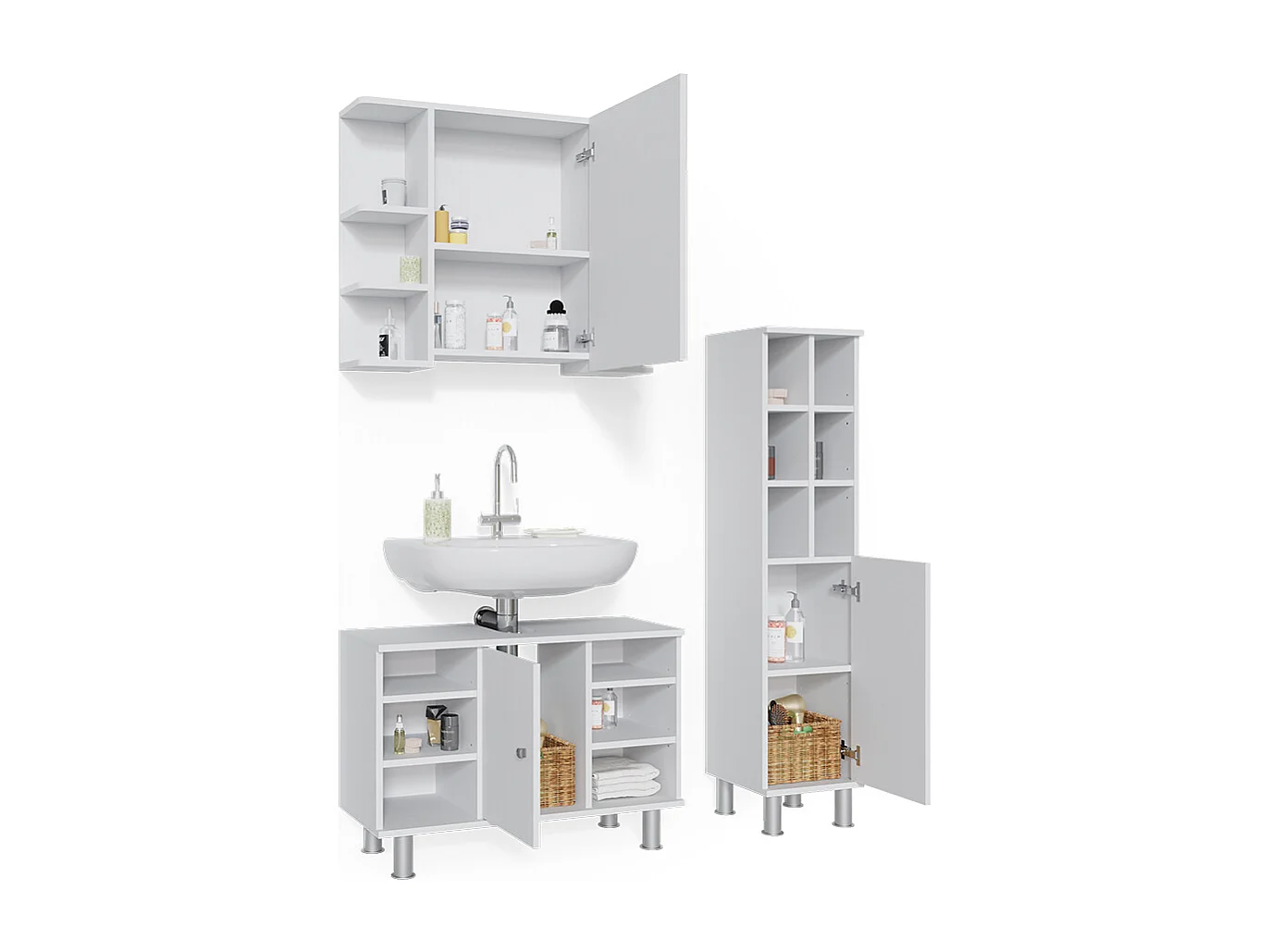 Set mobili bagno bianco 60x32x54 fynn