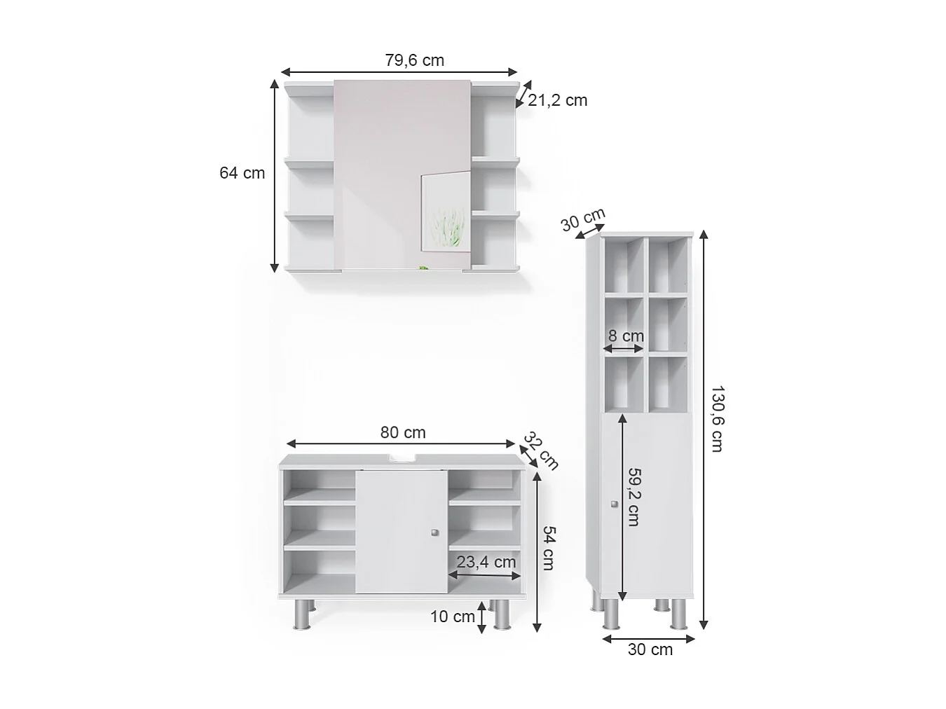 Meubles bain blanc 60x32x54 fynn