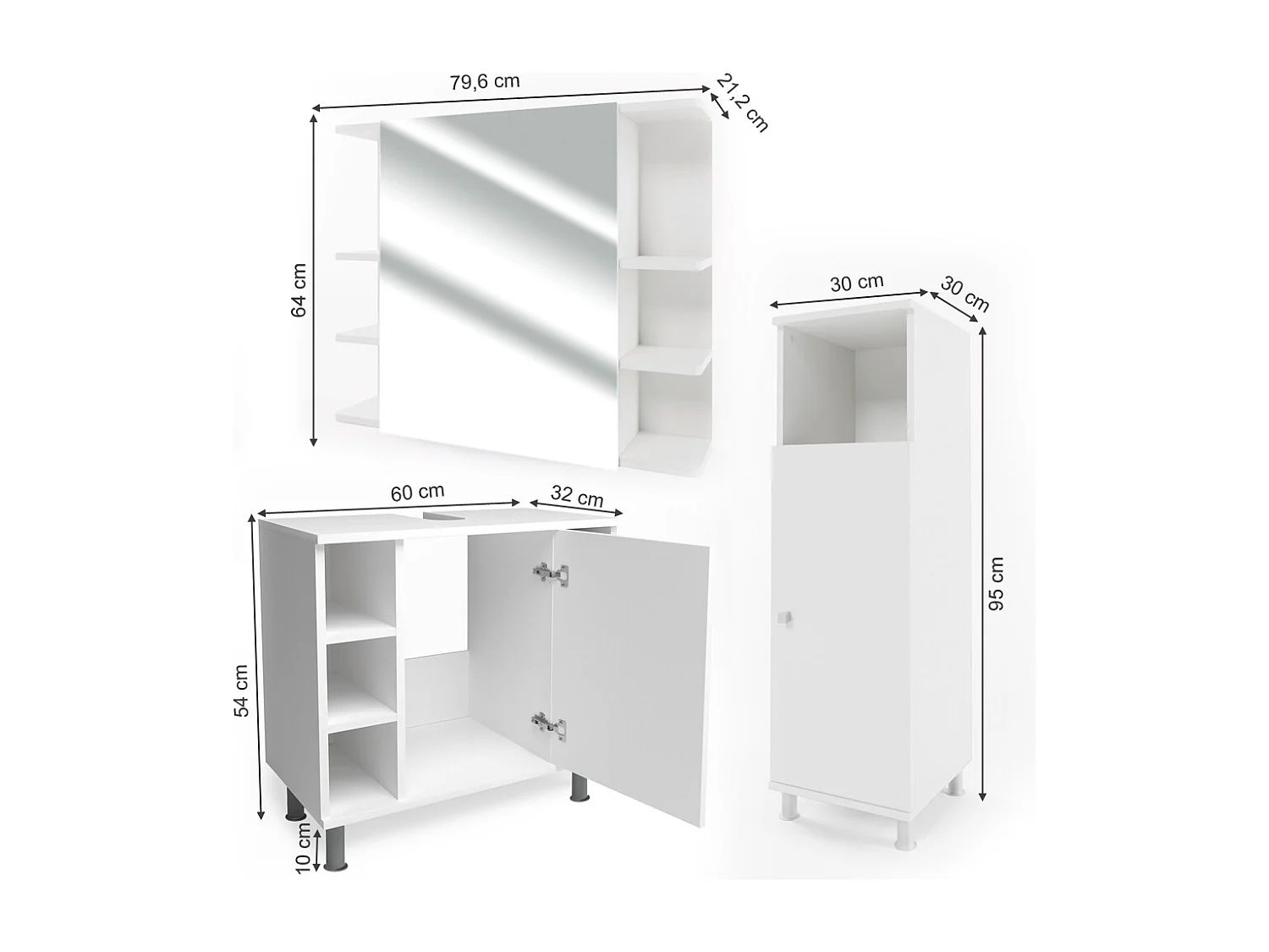 Badmöbel-Set weiß 60x32x54 fynn