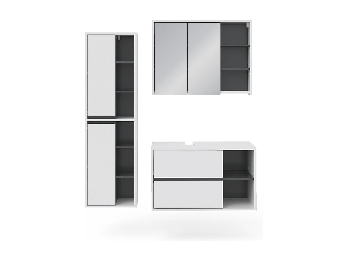 Set mobili bagno bianco 60x45x100 viola