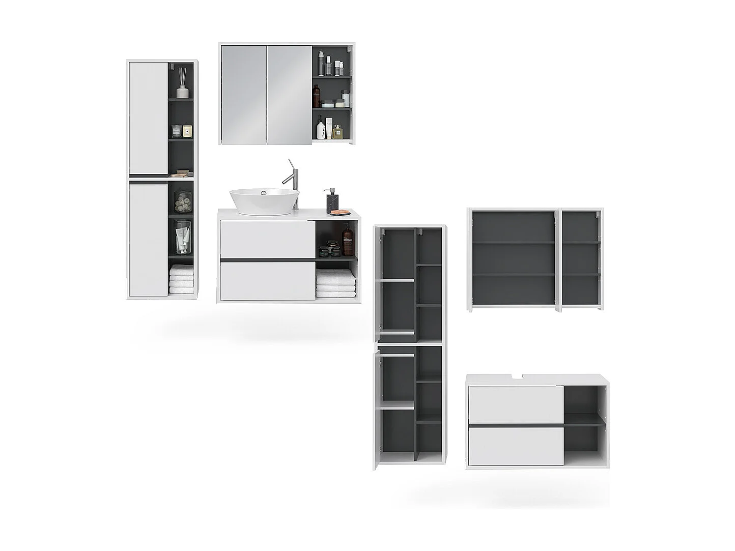 Set mobili bagno bianco 60x45x100 viola