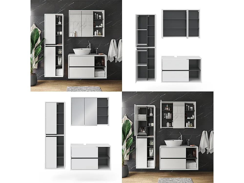 Set mobili bagno bianco 60x45x100 viola