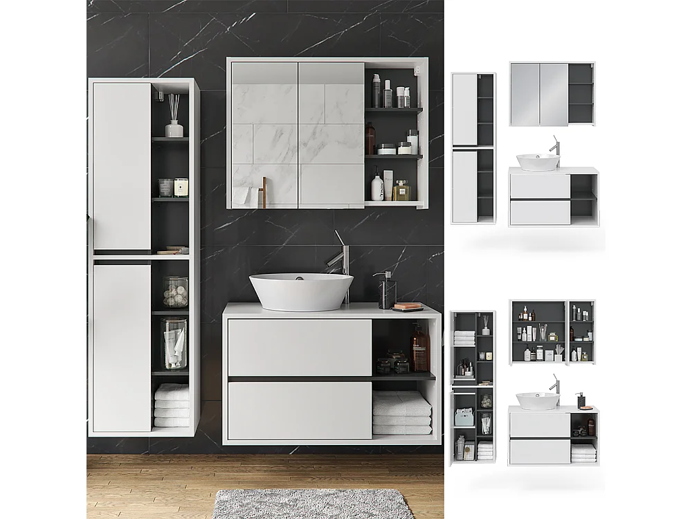 Meubles bain blanc 60x45x100 viola