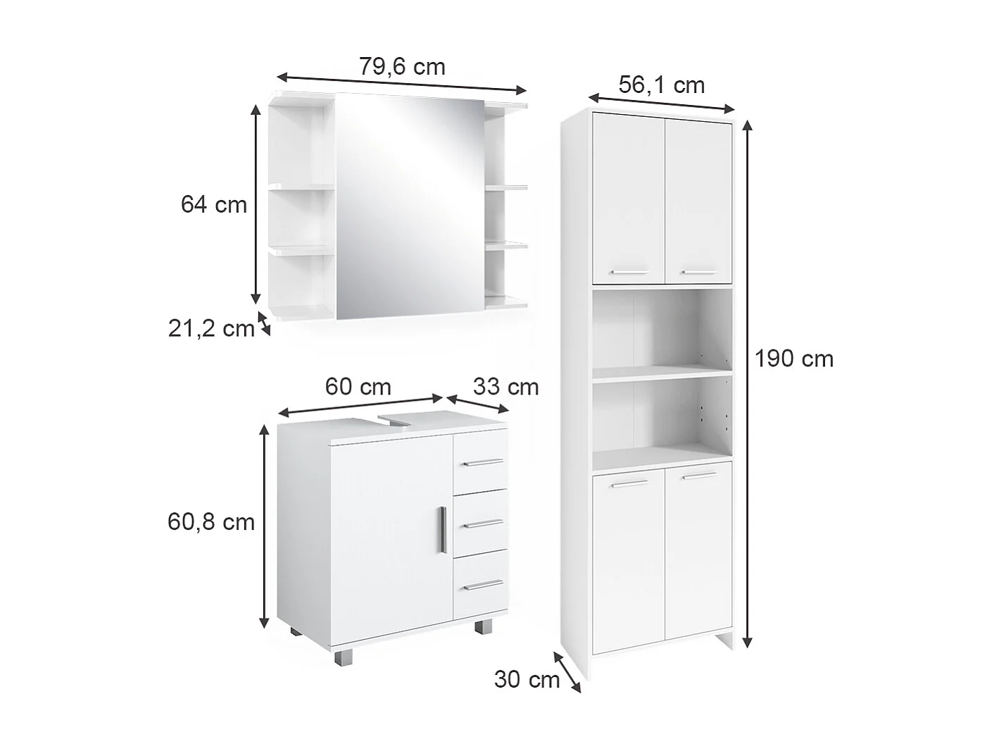 Meubles bain blanc 60x33x60 maris