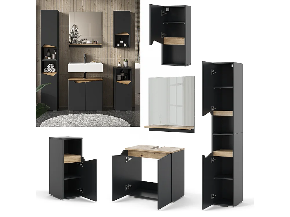 Meubles bain anthracite 60x35x57 marelle