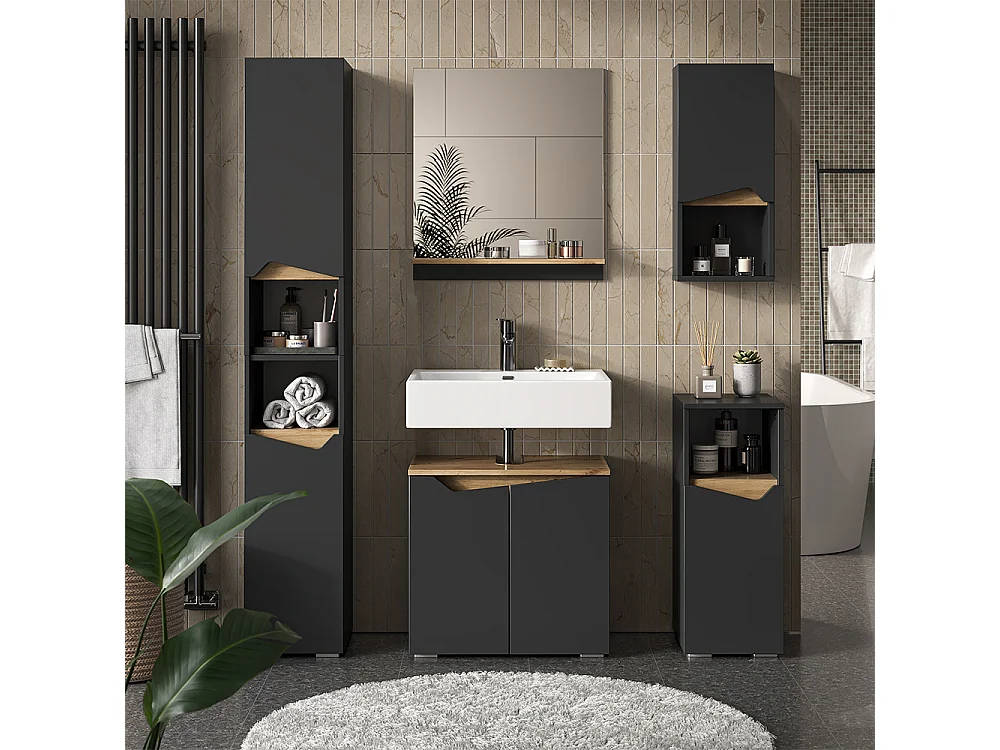 Meubles bain anthracite 60x35x57 marelle