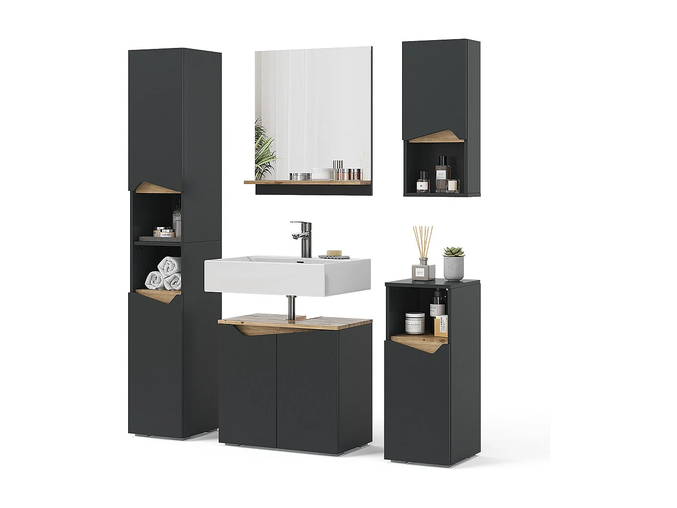 Meubles bain anthracite 60x35x57 marelle