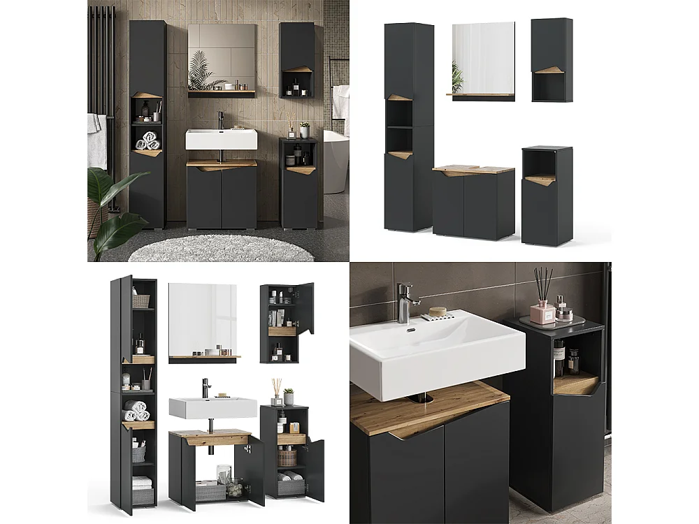 Meubles bain anthracite 60x35x57 marelle