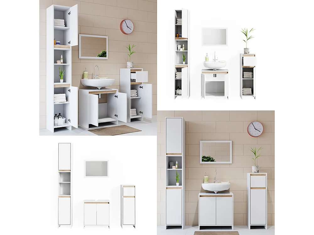 Conjunto de muebles de baño blanco/sonoma 58x33x60 emma