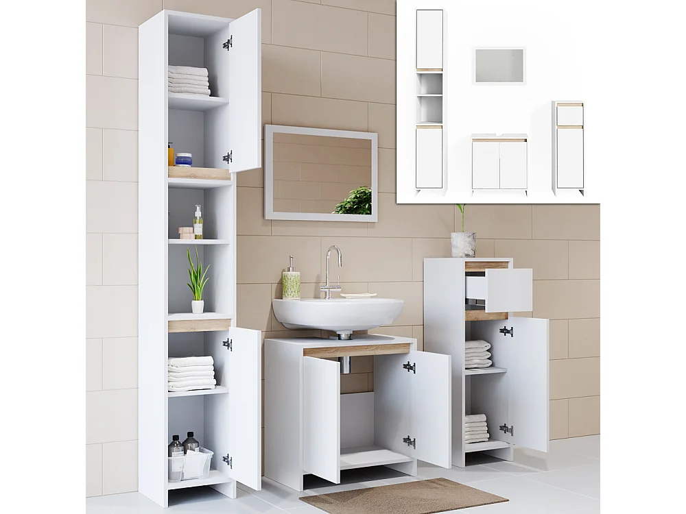 Meubles bain blanc/sonoma 58x33x60 emma