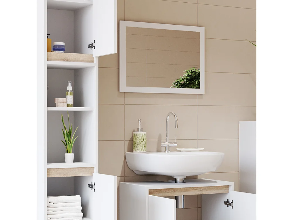 Meubles bain blanc/sonoma 58x33x60 emma