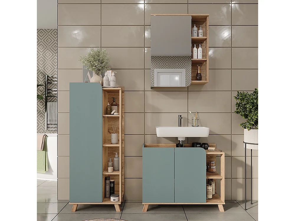 Badkamermeubelset sonoma/blauw 80x35x65 karen