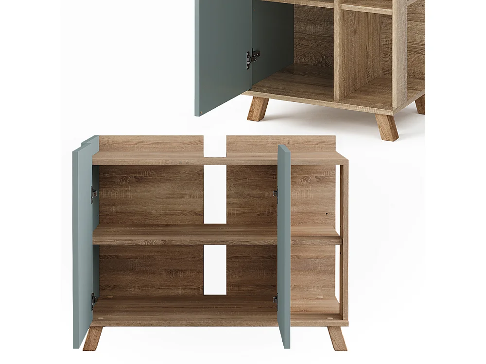 Badkamermeubelset sonoma/blauw 80x35x65 karen