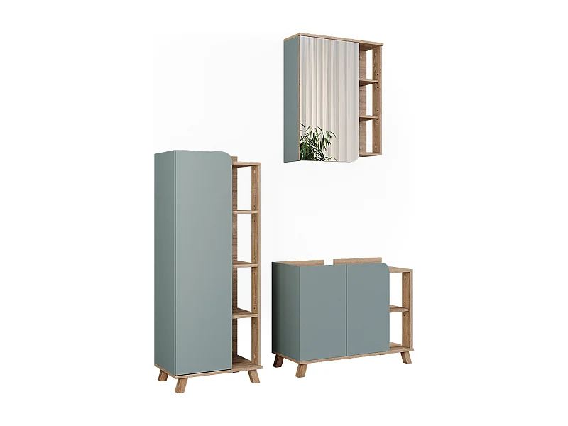 Conjunto de muebles de baño sonoma/azul 80x35x65 karen