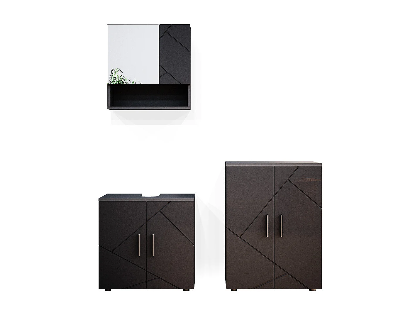 Set mobili bagno antracite lucido 80x41x58.6 irma