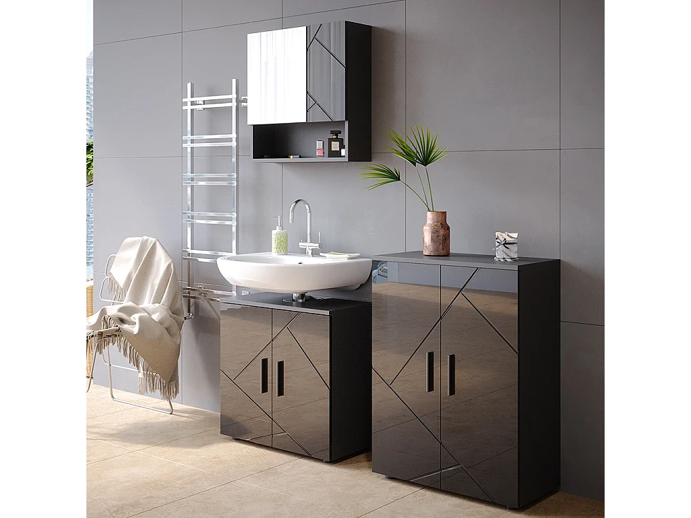 Set mobili bagno antracite lucido 80x41x58.6 irma