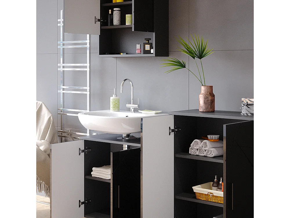Set mobili bagno antracite lucido 80x41x58.6 irma