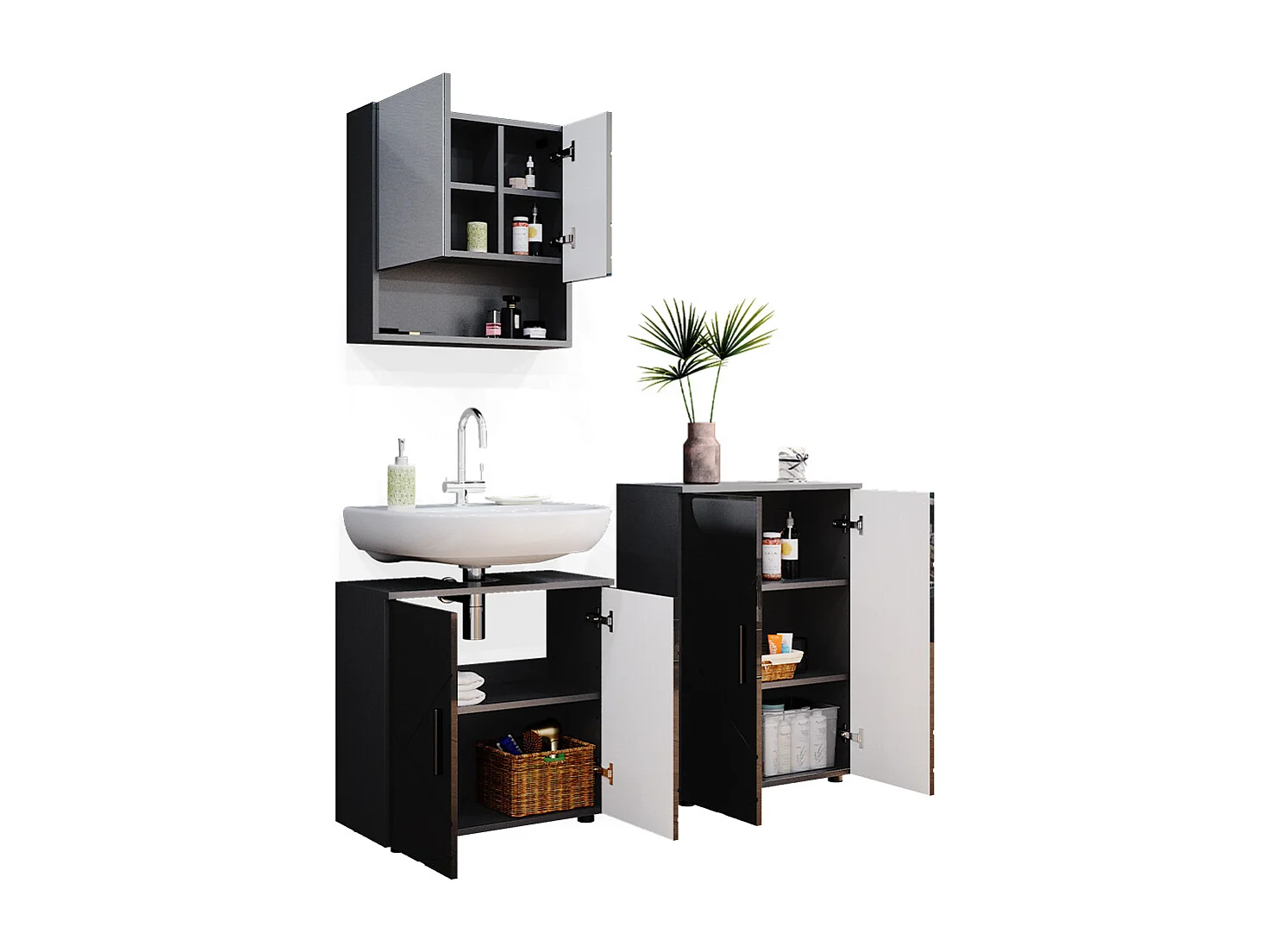 Set mobili bagno antracite lucido 80x41x58.6 irma