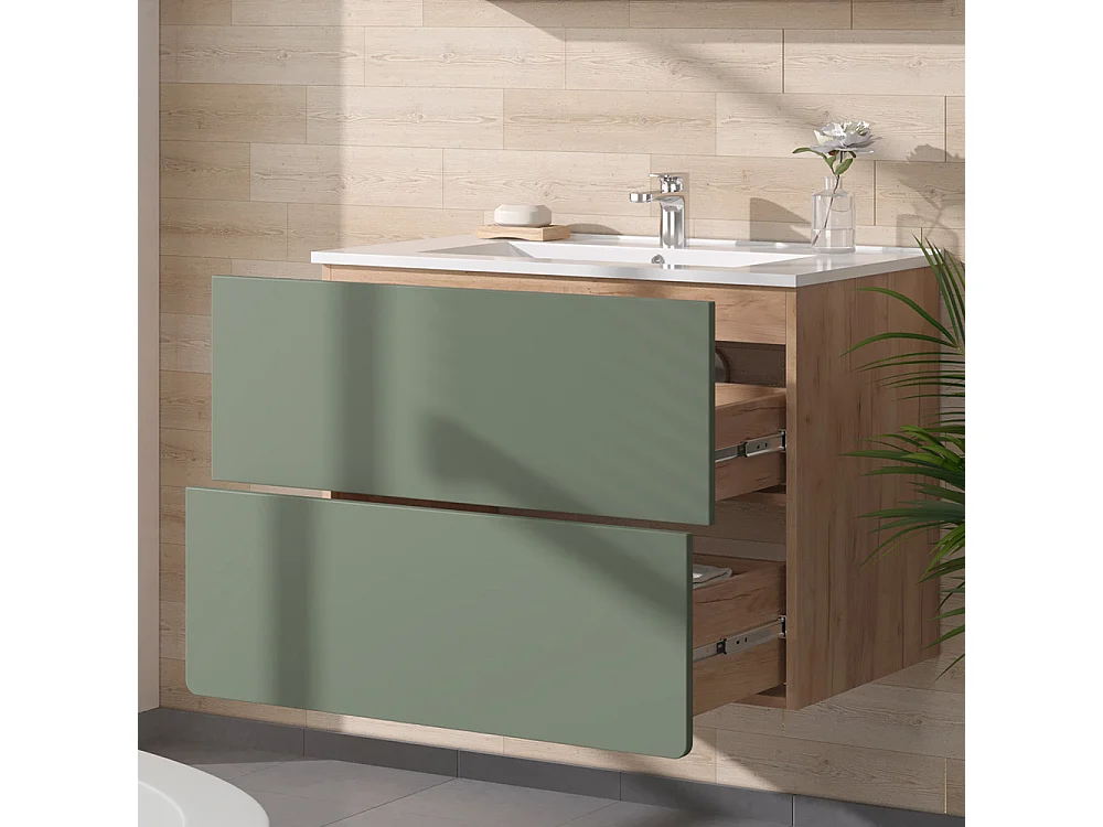 Set di mobili da bagno goldkraft rovere/verde 80x46x59.3 izan