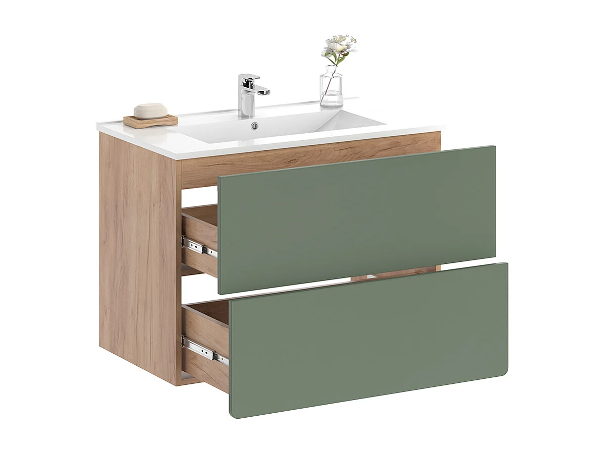 Set di mobili da bagno goldkraft rovere/verde 80x46x59.3 izan