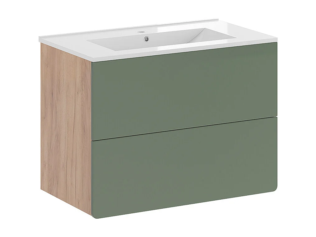 Ensemble de meubles de salle de bains force dor chêne/vert 80x46x59.3 izan