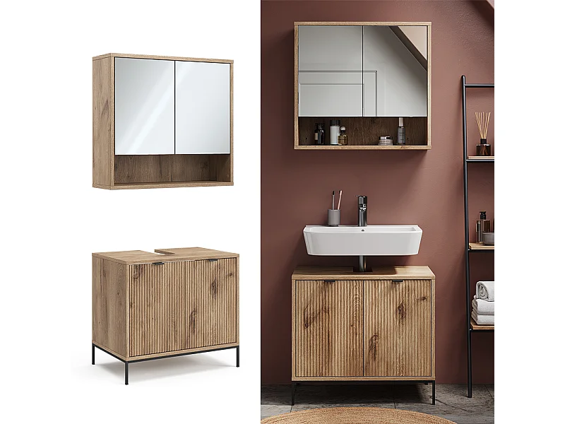 Set di mobili da bagno quercia vichinga 70x45x63 eliza