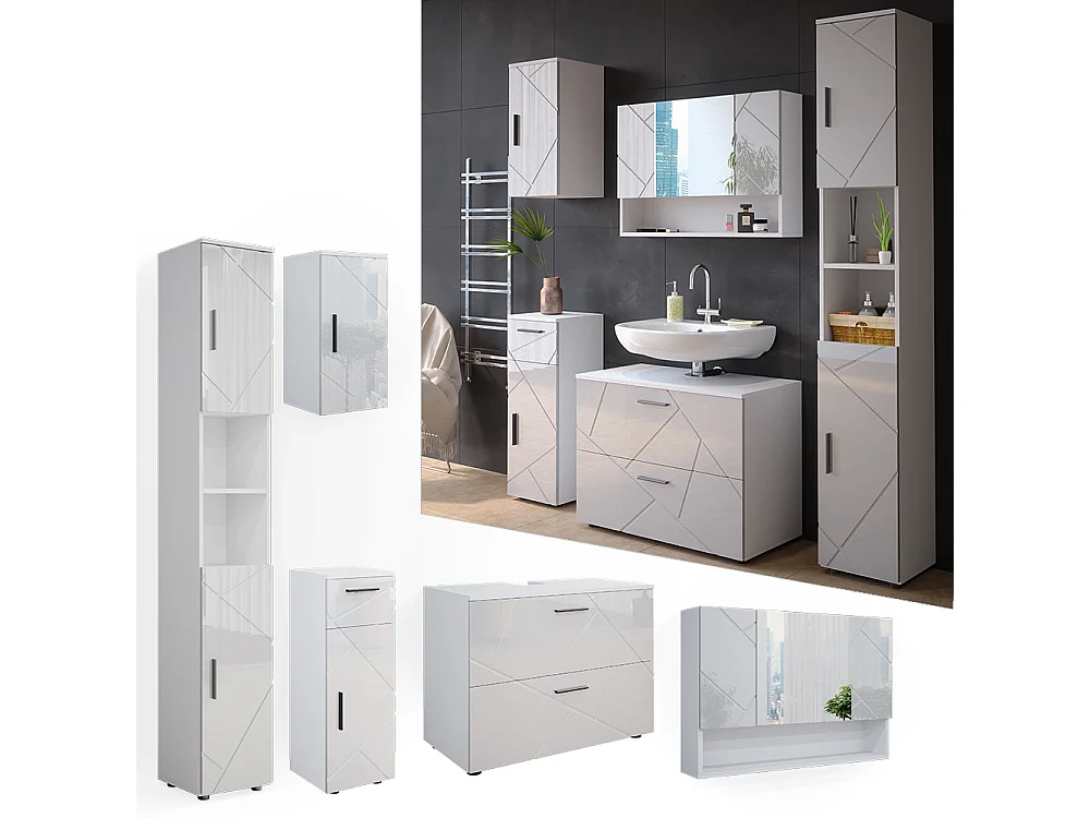 Conjunto de muebles de baño blanco alto brillo 80x41x58.6 irma