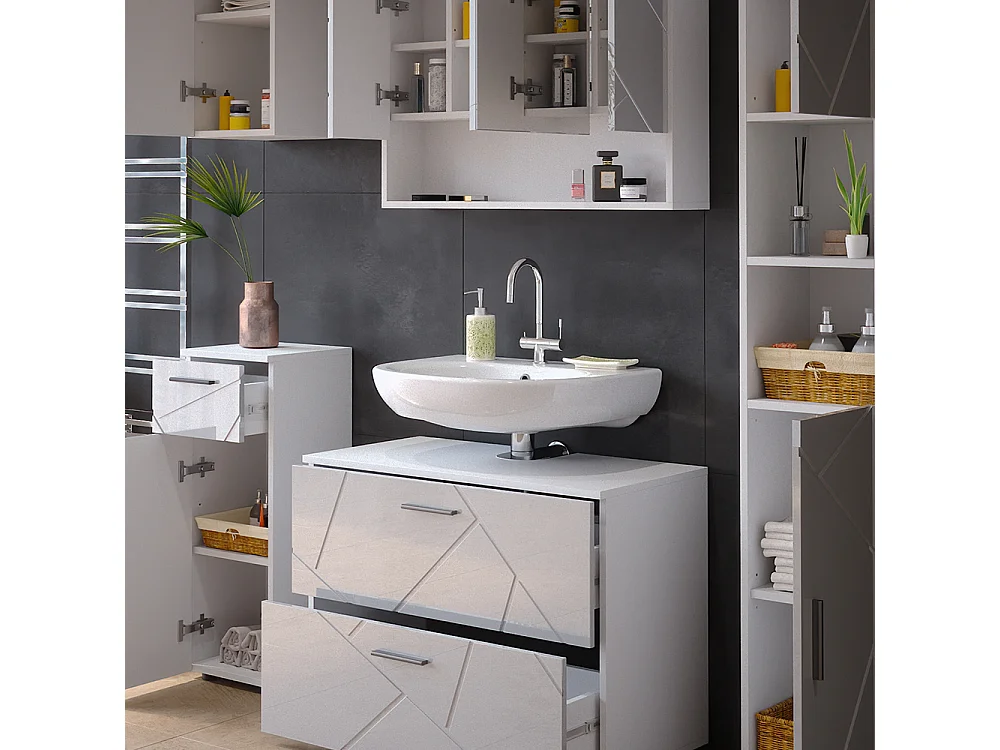 Conjunto de muebles de baño blanco alto brillo 80x41x58.6 irma